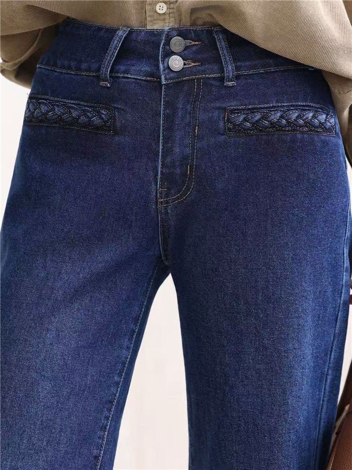 Weit geschnittene Jeans mit geflochtenen Taschen