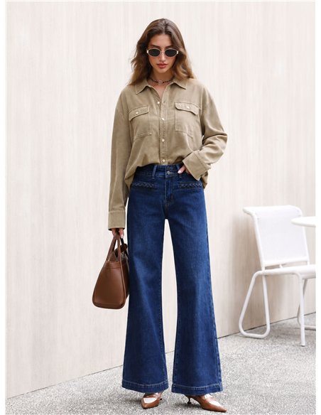 Weit geschnittene Jeans mit geflochtenen Taschen
