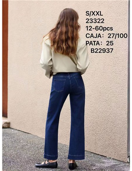 Jeans wide leg bolsillos tachuelas