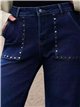 Jeans wide leg bolsillos tachuelas