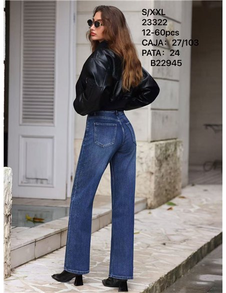 Jeans mit geradem Bein und Strasssteinen