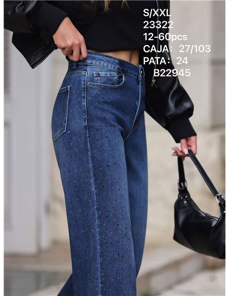Jeans mit geradem Bein und Strasssteinen