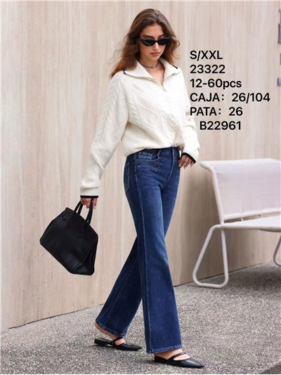 Jeans wide leg tachas bolsillos 2
