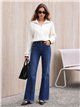 Jeans wide leg tachas bolsillos