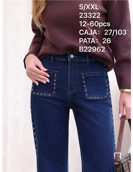Jeans wide leg tachuelas