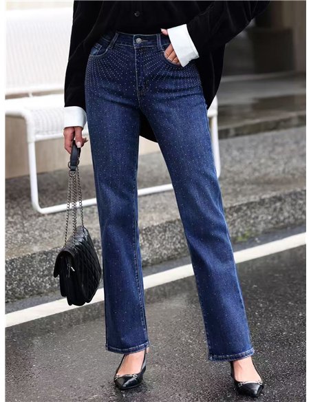 Jeans rectos strass