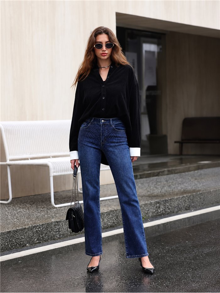 Jeans rectos strass