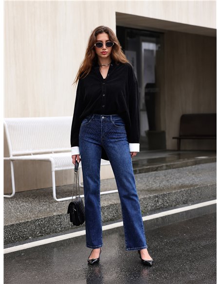 Jeans rectos strass