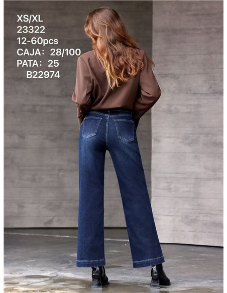 Jeans wide leg cintura cruzada