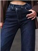 Jeans wide leg cintura cruzada