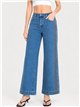 Jeans wide leg banda bordada con tachas