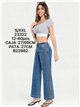 Jeans wide leg banda bordada con tachas