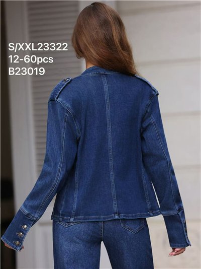 Giacca di jeans militare con bottoni decorativi 2