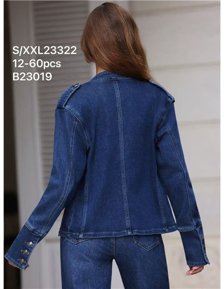 Giacca di jeans militare con bottoni decorativi