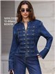 Giacca di jeans militare con bottoni decorativi