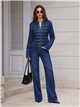 Giacca di jeans militare con bottoni decorativi