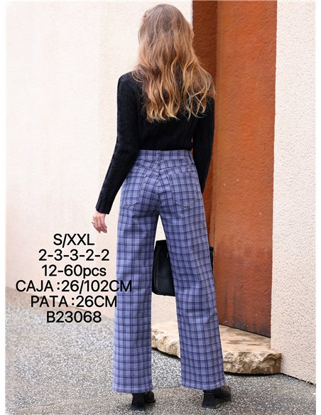 Jeans wide leg cuadros