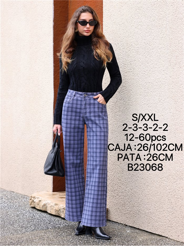 Jeans wide leg cuadros