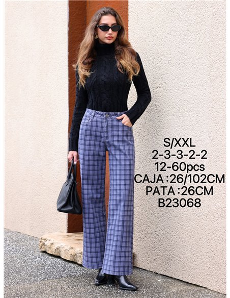 Jeans wide leg cuadros