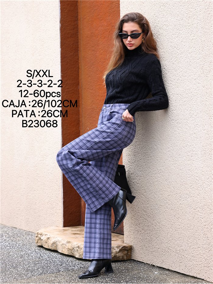 Jeans wide leg cuadros