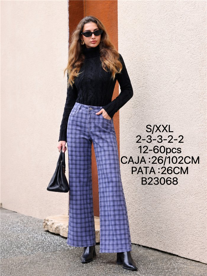 Jeans wide leg cuadros