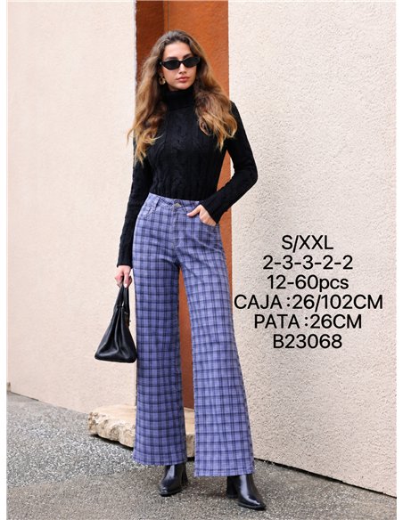 Jeans wide leg cuadros