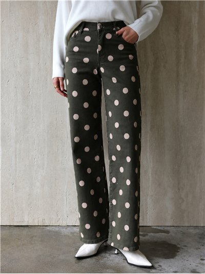 Jeans wide leg lunares