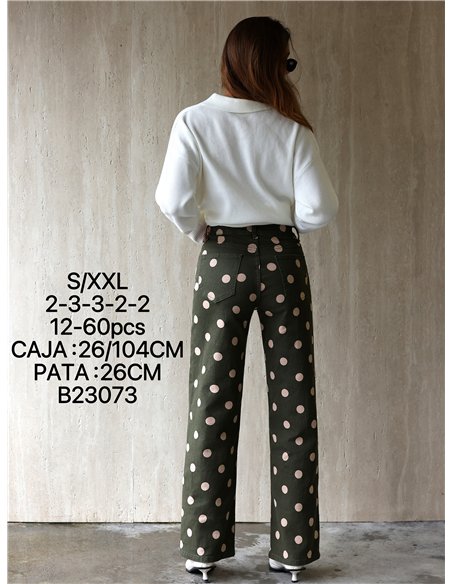 Jeans wide leg lunares
