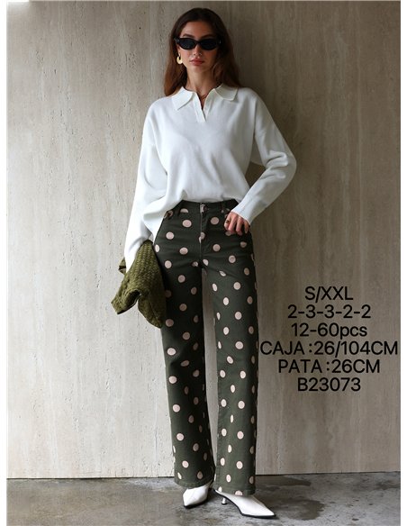 Jeans wide leg lunares