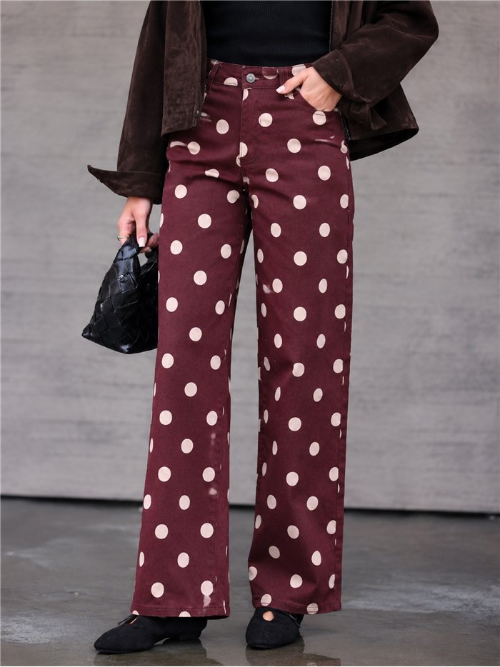 Jeans wide leg lunares