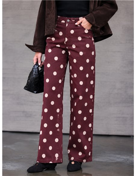 Jeans wide leg lunares