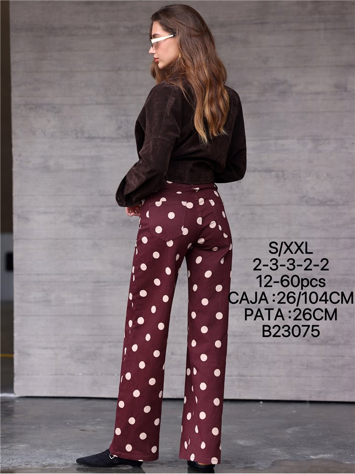 Jeans wide leg lunares