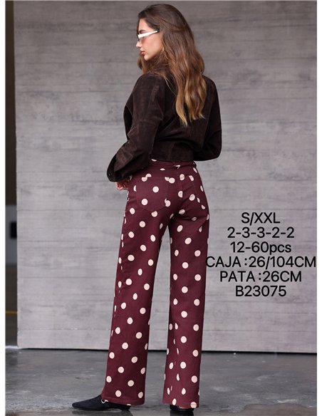 Jeans wide leg lunares
