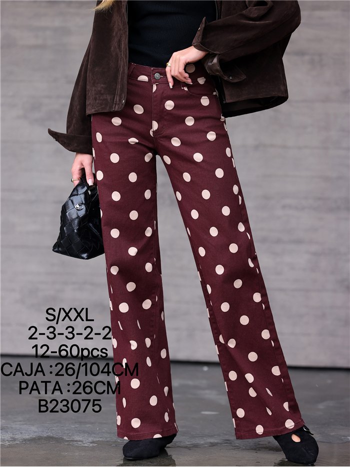 Jeans wide leg lunares