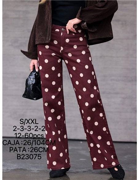 Jeans wide leg lunares
