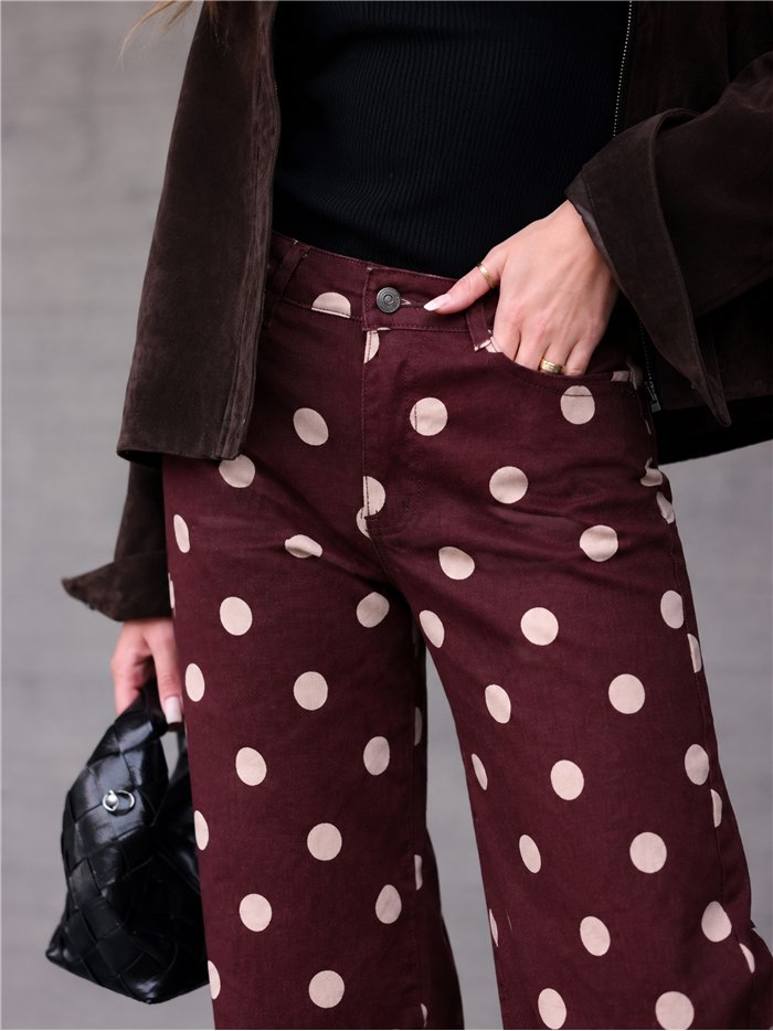 Jeans wide leg lunares