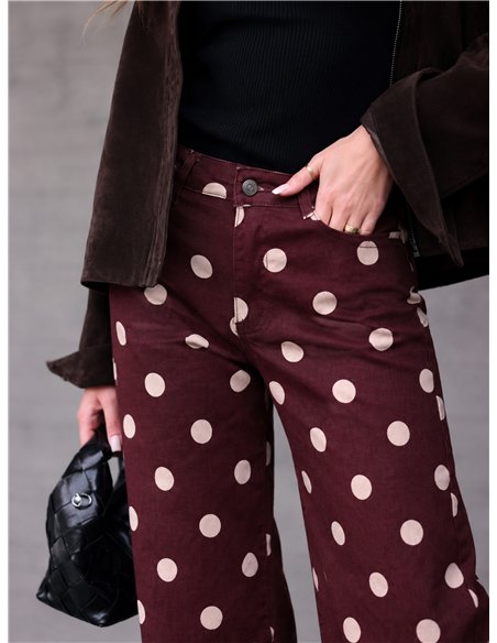 Jeans wide leg lunares