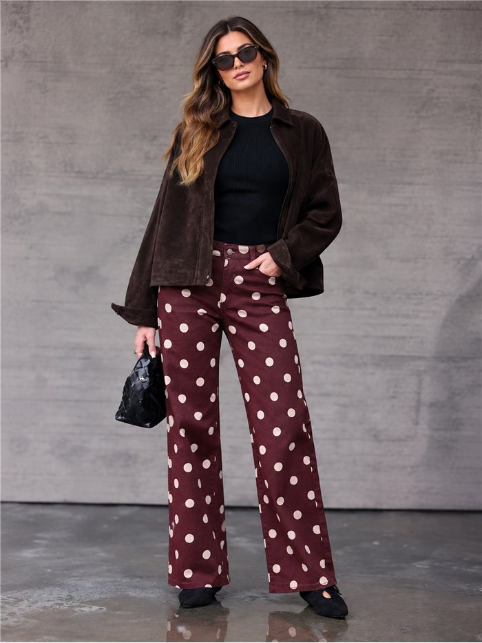 Jeans wide leg lunares