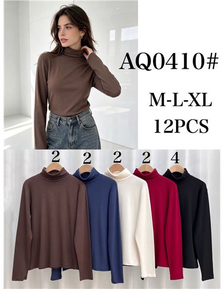 Camiseta lisa cuello vuelto