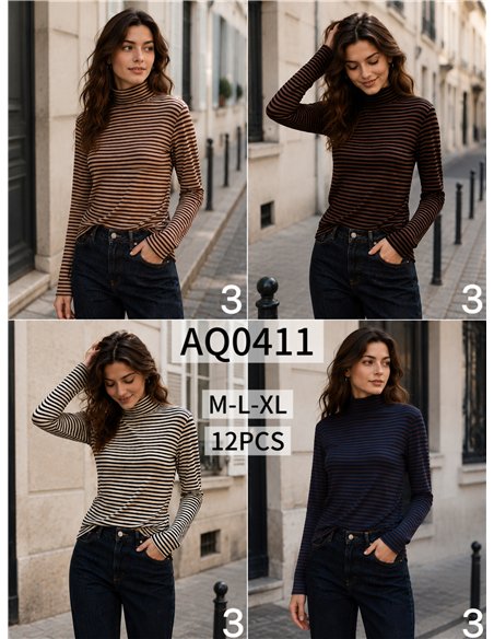 Camiseta rayas cuello alto