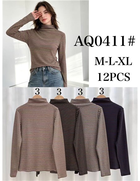 Camiseta rayas cuello alto