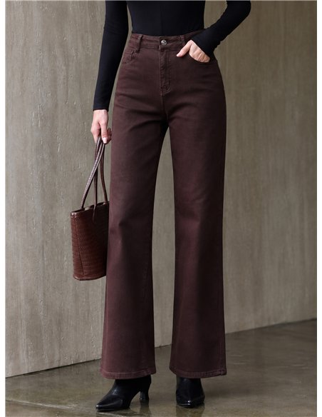 Jeans wide leg chocolate