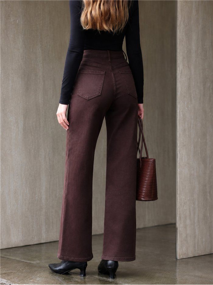Jeans wide leg chocolate