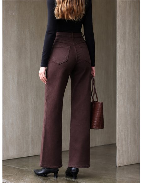 Jeans wide leg chocolate