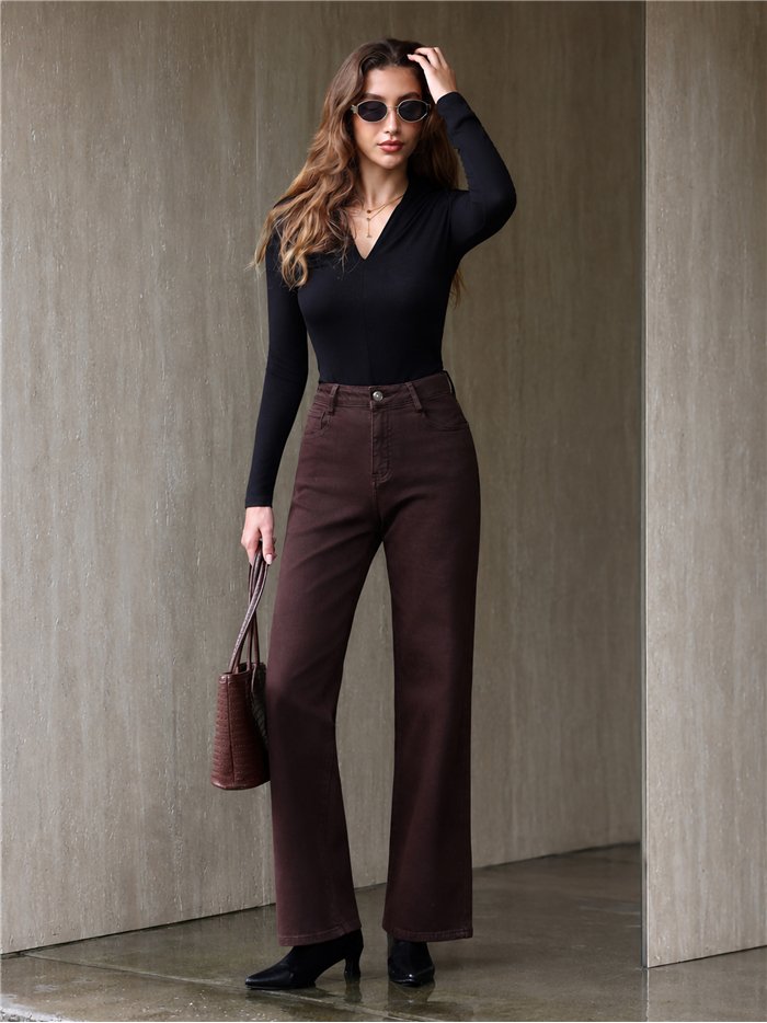 Jeans wide leg chocolate