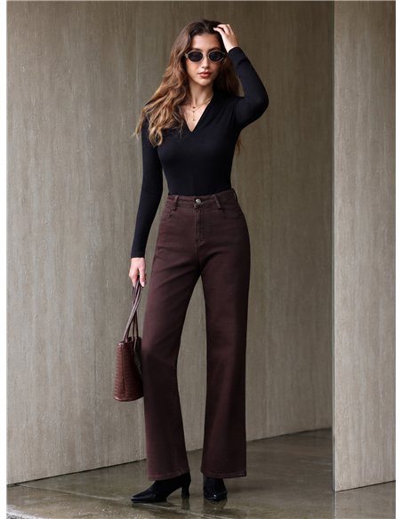 Jeans wide leg chocolate