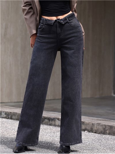 Dark grey wash wide leg jeans