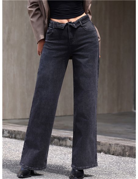 jean gris foncé à jambes larges