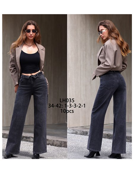 jean gris foncé à jambes larges