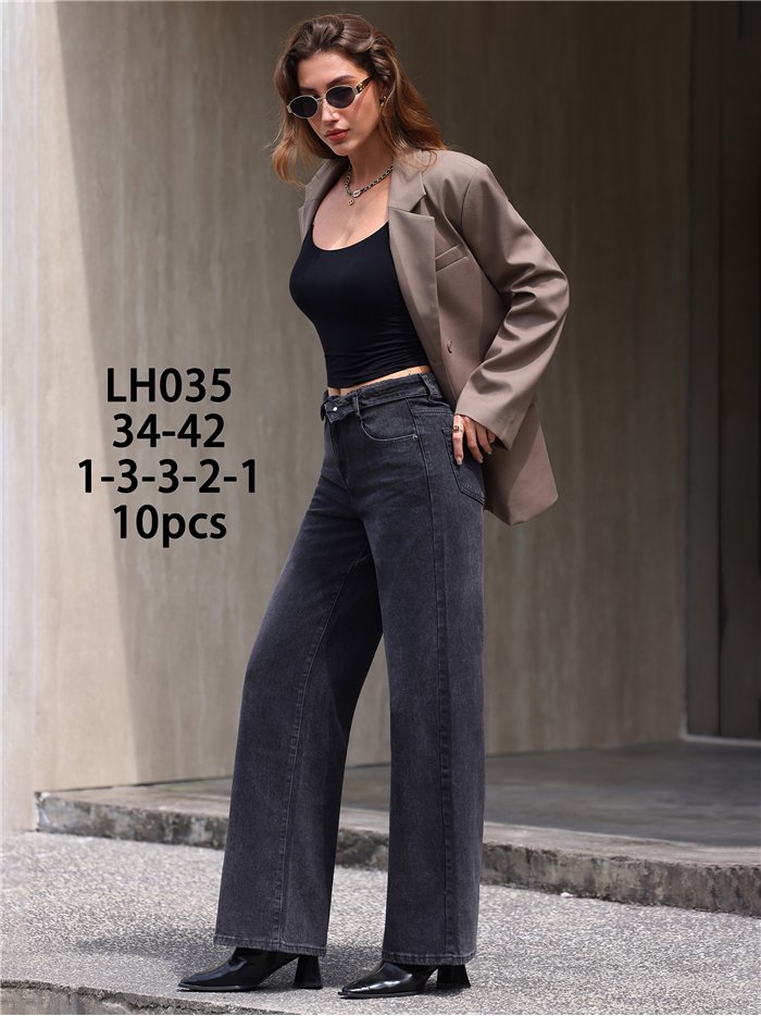 jean gris foncé à jambes larges
